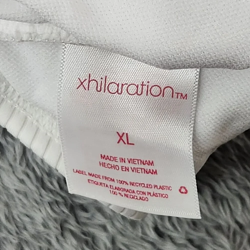 Xhilaration Halter Bikini Top Juniors XL 12-14 White Ribbed‎ Adjustable Back